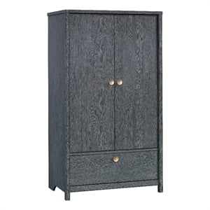 pemberly row contemporary engineered wood armoire in denim oak