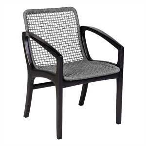 Pemberly Row 17&quot Wood Outdoor Patio Dining Chair in Dark Wood/Gray