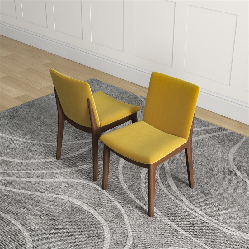 Pemberly Row Mid Century Furniture Style Gold Velvet Dining Chairs Set of 2