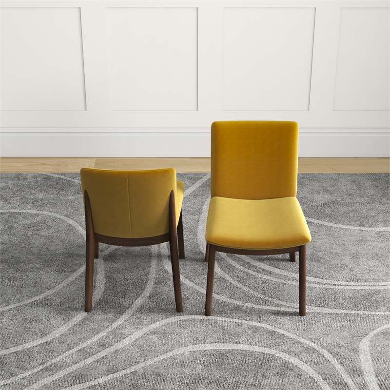 Pemberly Row Mid Century Furniture Style Gold Velvet Dining Chairs Set of 2