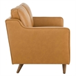 Pemberly Row Modern Cushion Back Genuine Leather Upholstered Loveseat in Tan
