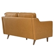 Pemberly Row Modern Cushion Back Genuine Leather Upholstered Loveseat in Tan