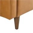 Pemberly Row Modern Cushion Back Genuine Leather Upholstered Loveseat in Tan
