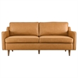 Pemberly Row Contemporary Genuine Leather Upholstered Sofa in Tan