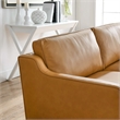 Pemberly Row Contemporary Genuine Leather Upholstered Sofa in Tan
