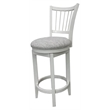 Pemberly Row Dining Wood Spindle Back Swivel Barstool in White