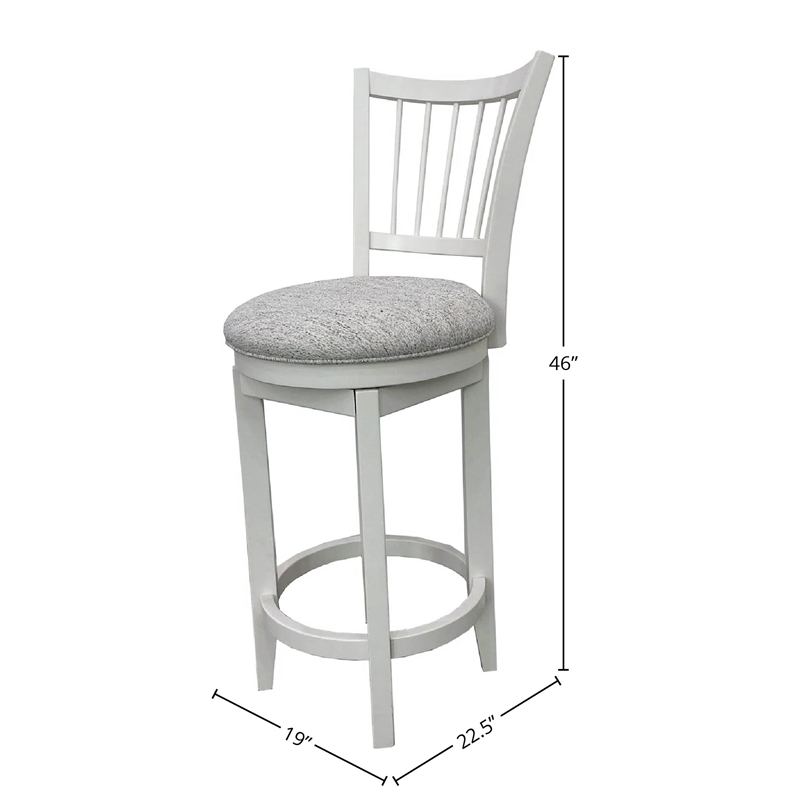 Pemberly Row Dining Wood Spindle Back Swivel Barstool in White