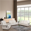 Pemberly Row 3-Piece Modern Leather Recliner Sofa Set in White