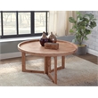 Pemberly Row Round Wood Coffee Table with Tray Top in Natural
