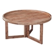Pemberly Row Round Wood Coffee Table with Tray Top in Natural