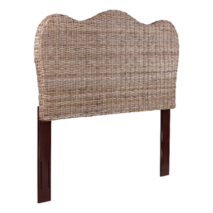 Pemberly Row Modern Coastal Rattan/Wood Queen Headboard in Gray