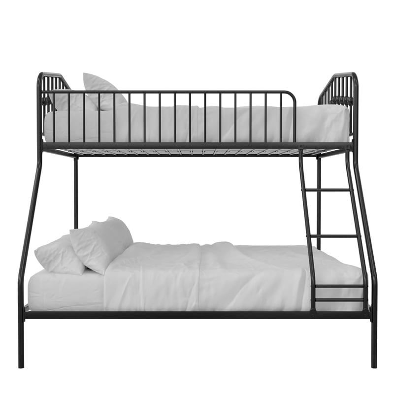 Pemberly Row Modern / Contemporary Twin/Full Metal Bunk Bed in Black