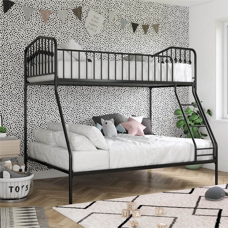 Pemberly Row Modern / Contemporary Twin/Full Metal Bunk Bed in Black