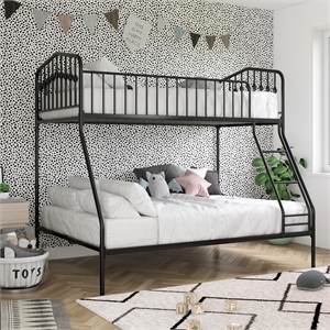 Pemberly Row Modern / Contemporary Twin/Full Metal Bunk Bed in Black