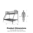 Pemberly Row Modern / Contemporary Twin/Full Metal Bunk Bed in Black