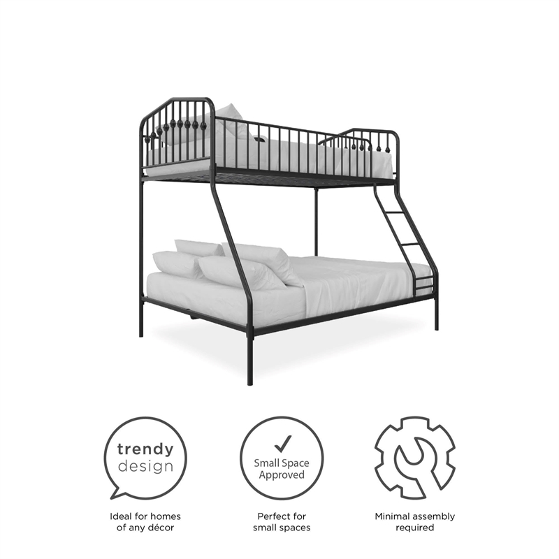 Pemberly Row Modern / Contemporary Twin/Full Metal Bunk Bed in Black