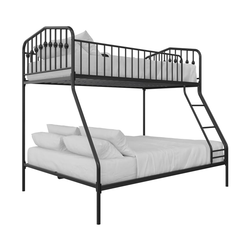 Pemberly Row Modern / Contemporary Twin/Full Metal Bunk Bed in Black