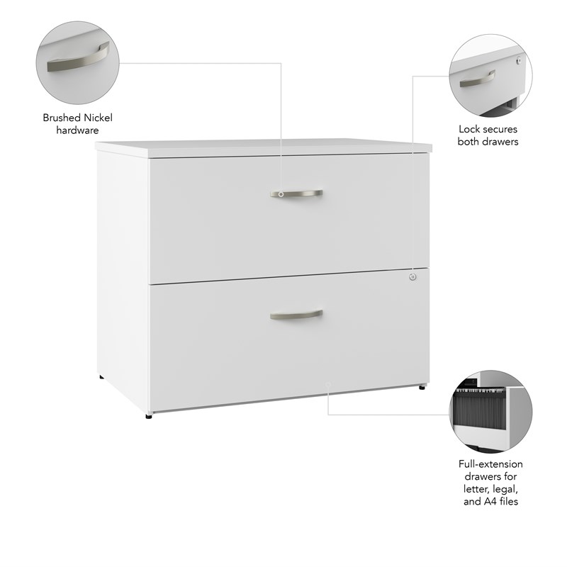 Pemberly Row 2-Drawer Engineered Wood Lateral File Cabinet in White