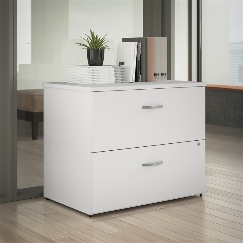 Pemberly Row 2-Drawer Engineered Wood Lateral File Cabinet in White