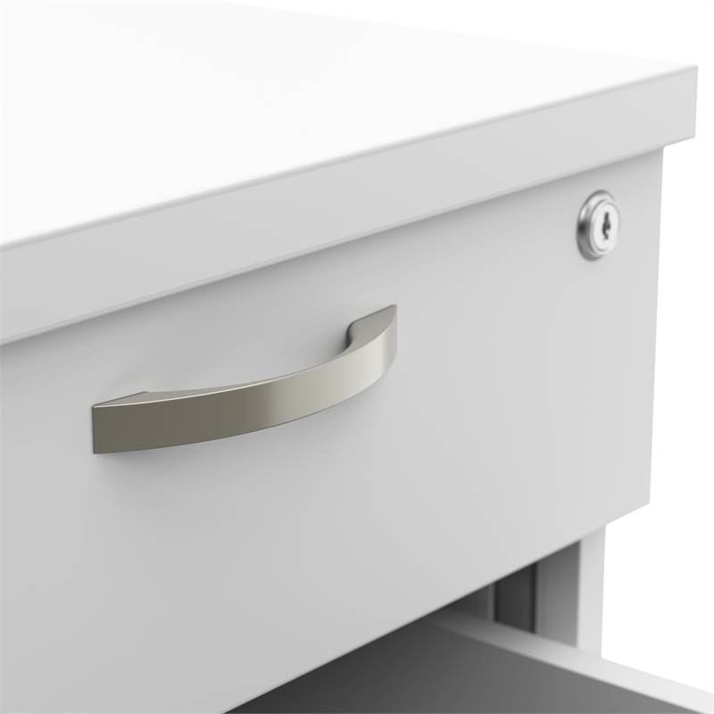 Pemberly Row 3-Drawer Engineered Wood Mobile File Cabinet in Pure White