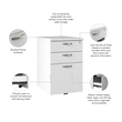 Pemberly Row 3-Drawer Engineered Wood Mobile File Cabinet in Pure White