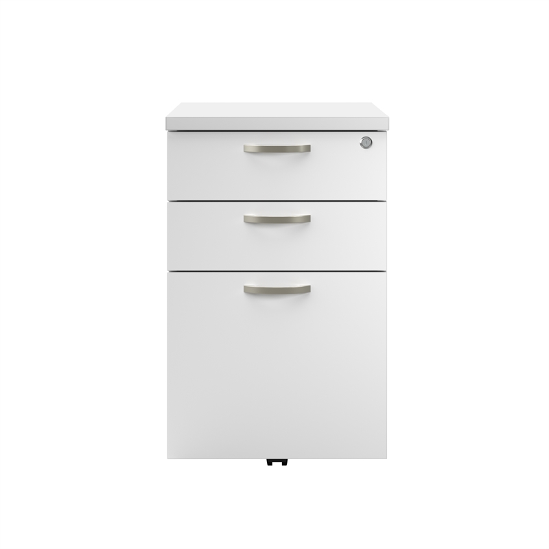 Pemberly Row 3-Drawer Engineered Wood Mobile File Cabinet in Pure White