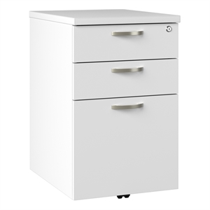 Pemberly Row 3-Drawer Engineered Wood Mobile File Cabinet in Pure White