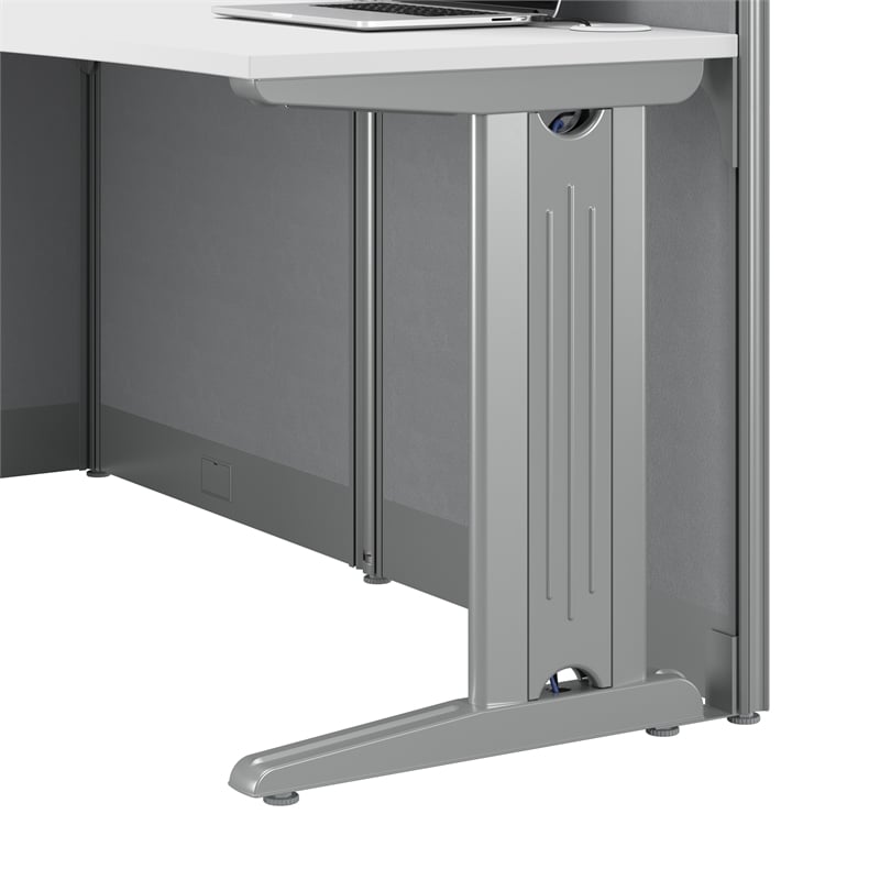 Pemberly Row 65W L Shaped Cubicle Desk in Pure White - Engineered Wood
