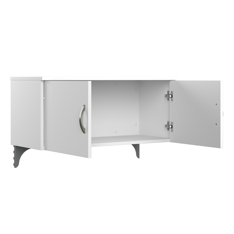 Pemberly Row 65W Cubicle Desk with Storage in Pure White - Engineered Wood