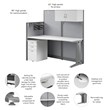Pemberly Row 65W Cubicle Desk with Storage in Pure White - Engineered Wood