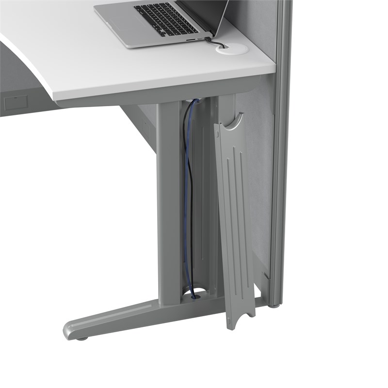 Pemberly Row 65W Cubicle Desk with Storage in Pure White - Engineered Wood
