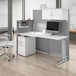 Pemberly Row 65W Cubicle Desk with Storage in Pure White - Engineered Wood