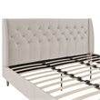 Pemberly Row Tufted Upholstered King Bed Frame in Ivory Velvet