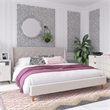 Pemberly Row Tufted Upholstered King Bed Frame in Ivory Velvet