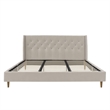 Pemberly Row Tufted Upholstered King Bed Frame in Ivory Velvet