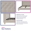 Pemberly Row Tufted Upholstered King Bed Frame in Ivory Velvet