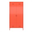 Pemberly Row 2 Door Tall Metal Locker Style Storage Cabinet in Orange