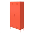 Pemberly Row 2 Door Tall Metal Locker Style Storage Cabinet in Orange