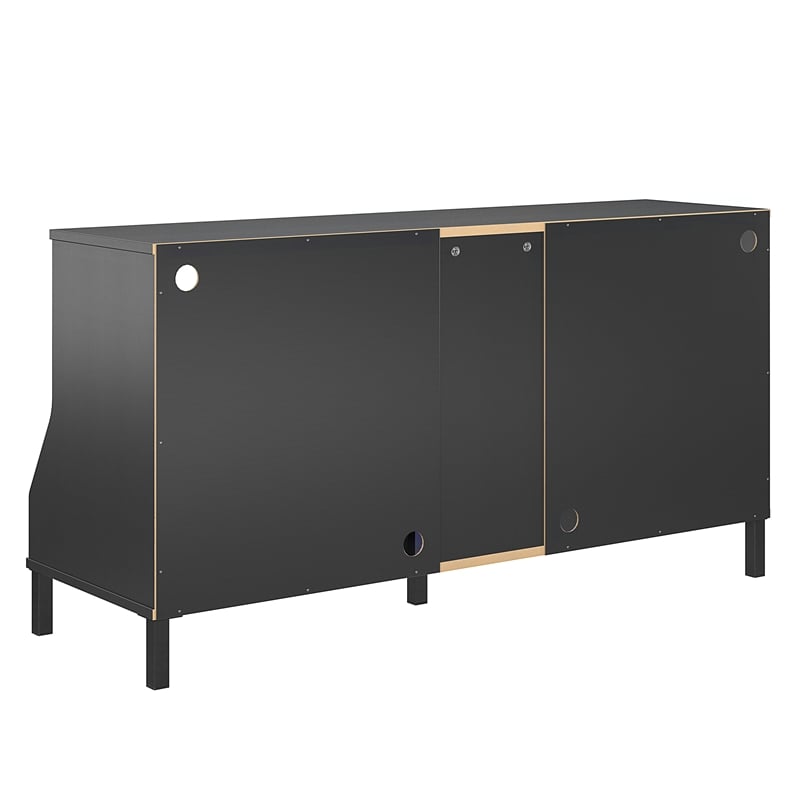 Pemberly Row Youth Gaming TV Stand w/ ARGB LED Lights in Black