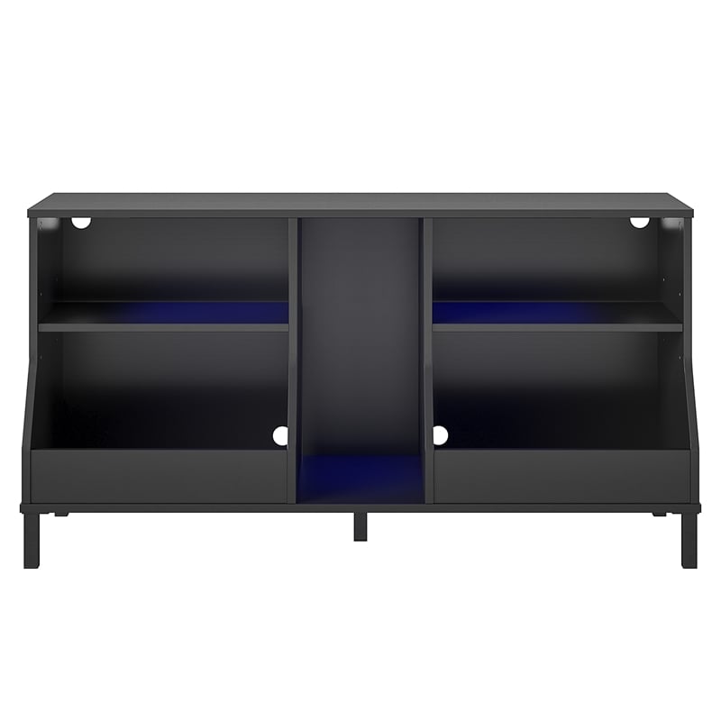 Pemberly Row Youth Gaming TV Stand w/ ARGB LED Lights in Black