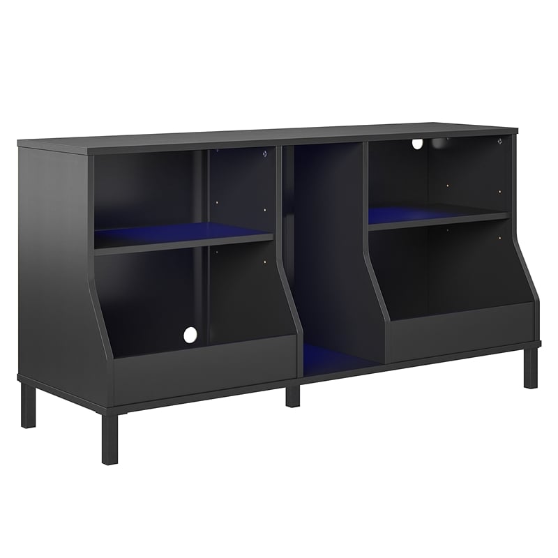 Pemberly Row Youth Gaming TV Stand w/ ARGB LED Lights in Black