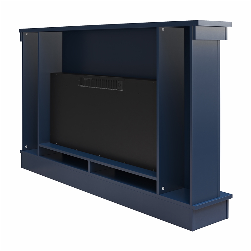 Pemberly Row Mantel Electric Fireplace & Crystal Ember Bed in Navy