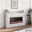 Pemberly Row Mantel Electric Fireplace & Crystal Ember Bed in White Marble