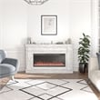 Pemberly Row Mantel Electric Fireplace & Crystal Ember Bed in White Marble