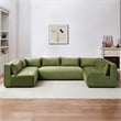 Pemberly Row Mid Century Modern Modular Olive Green Velvet Comfy Sectional Couch