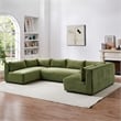 Pemberly Row Mid Century Modern Modular Olive Green Velvet Comfy Sectional Couch