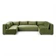 Pemberly Row Mid Century Modern Modular Olive Green Velvet Comfy Sectional Couch