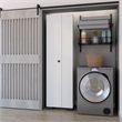 Pemberly Row Broom Cabinet with Five Shelves Black Engineered Wood