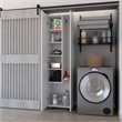 Pemberly Row Broom Cabinet with Five Shelves Black Engineered Wood