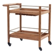 Pemberly Row 2 Shelf Nutmeg Solid Wood Bar Cart with Stemware Storage